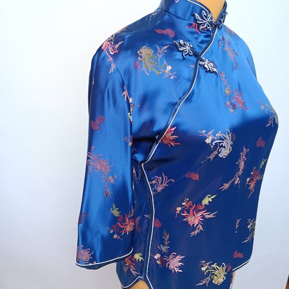 Cheongsam Top Mandarin Collar Knotted Buttons Womens size 40 Traditional Chinese - Picture 2 of 16